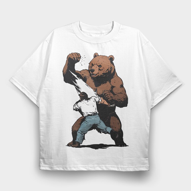 Bear Figth, Tricou Oversize Barbati (Unisex)