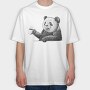 Coffee Panda Sketch, Tricou Oversize Barbati (Unisex)