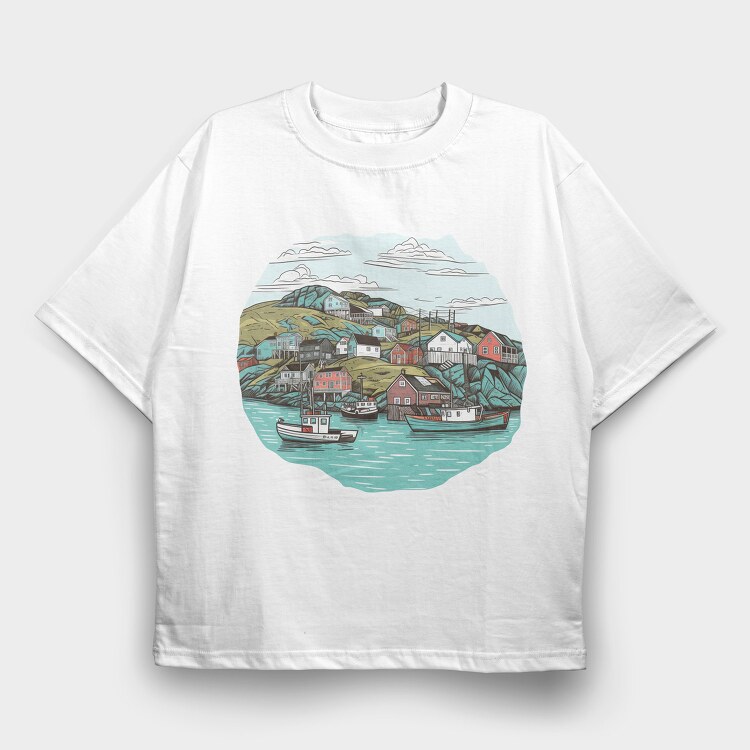 New Found Land Harbour, Tricou Oversize Barbati (Unisex)