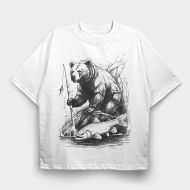 Bear Fishing, Tricou Oversize Barbati (Unisex)