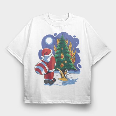 Santa Tree Pee, Tricou Oversize Barbati (Unisex)