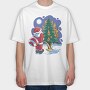 Santa Tree Pee, Tricou Oversize Barbati (Unisex)