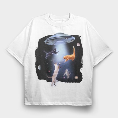 Ufo Cats, Tricou Oversize Barbati (Unisex)