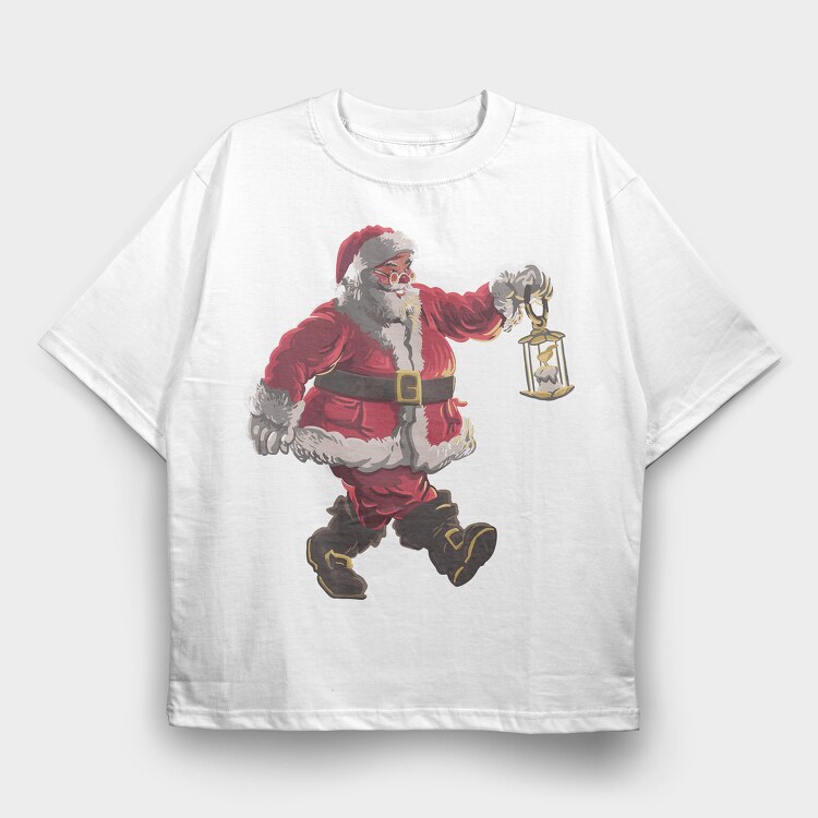 Santa Walking, Tricou Oversize Barbati (Unisex)