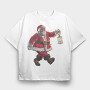 Santa Walking, Tricou Oversize Barbati (Unisex)