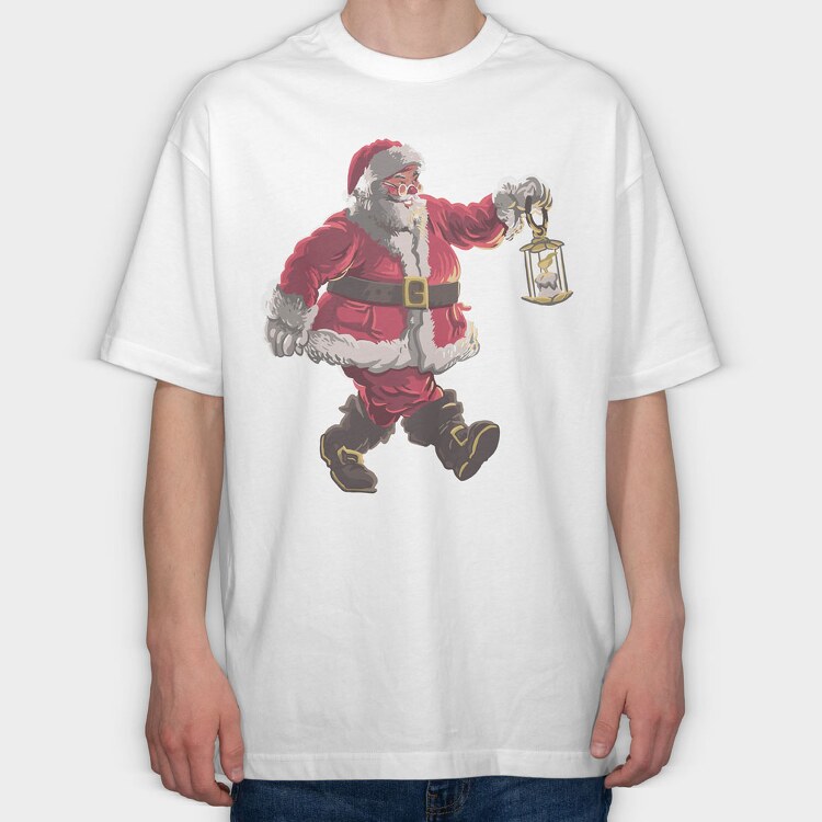 Santa Walking, Tricou Oversize Barbati (Unisex)