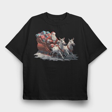Santaclaus Christmas Sleigh, Tricou Oversize Barbati (Unisex)