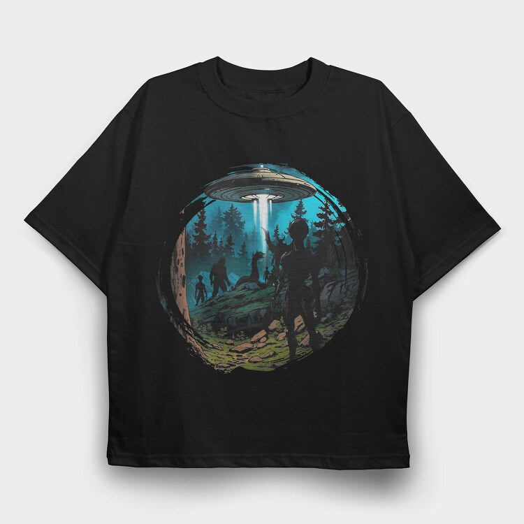 Ufo Nature, Tricou Oversize Barbati (Unisex)