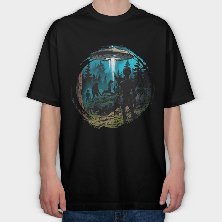 Ufo Nature, Tricou Oversize Barbati (Unisex)