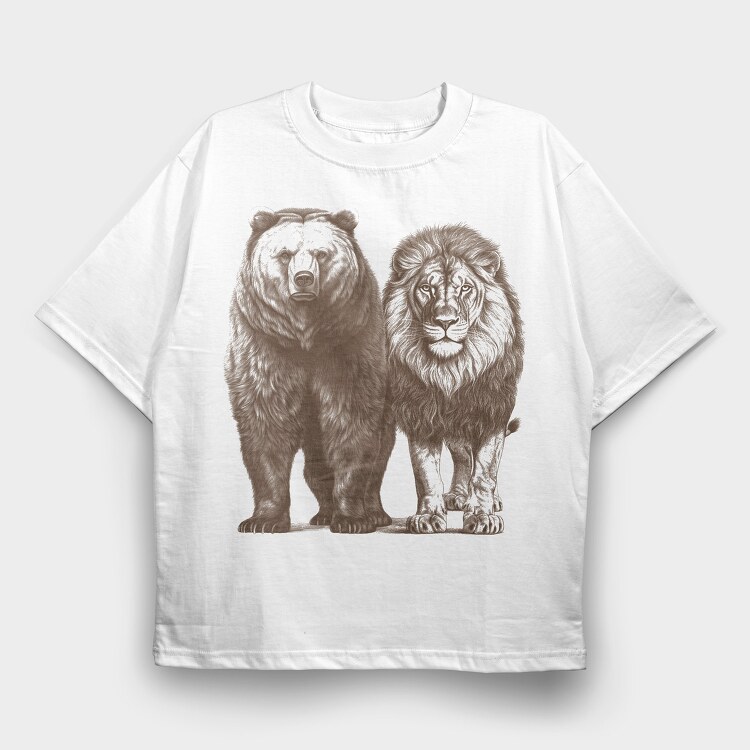 Bear Lion, Tricou Oversize Barbati (Unisex)