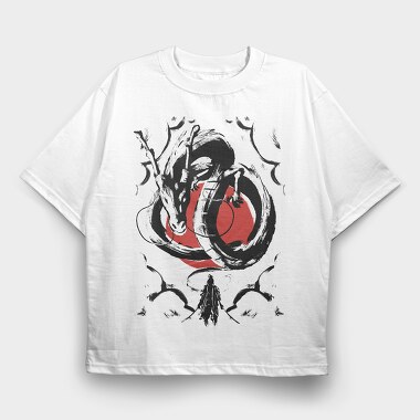 Japanese Samurai Dragon, Tricou Oversize Barbati (Unisex)