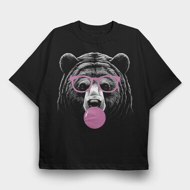 Bear Monochrome Bubblegum, Tricou Oversize Barbati (Unisex)