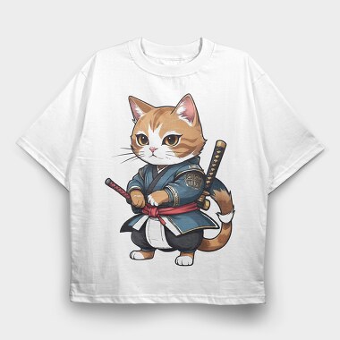 Ninja Cat, Tricou Oversize Barbati (Unisex)