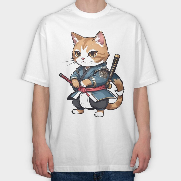 Ninja Cat, Tricou Oversize Barbati (Unisex)