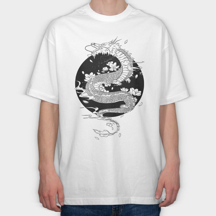 Japanese Tattoo Dragon, Tricou Oversize Barbati (Unisex)
