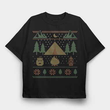 Ugly Sweater Camping, Tricou Oversize Barbati (Unisex)