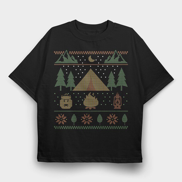 Ugly Sweater Camping, Tricou Oversize Barbati (Unisex)