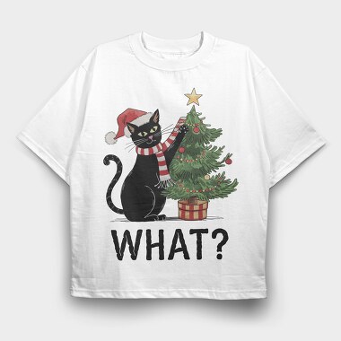 Black Cat Christmas, Tricou Oversize Barbati (Unisex)