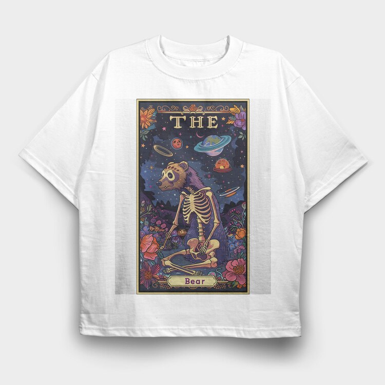 Bear Skeleton Space, Tricou Oversize Barbati (Unisex)