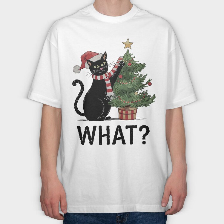 Black Cat Christmas, Tricou Oversize Barbati (Unisex)