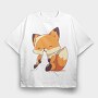 Fox Eating, Tricou Oversize Barbati (Unisex)