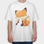 Fox Eating, Tricou Oversize Barbati (Unisex)