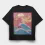 Japanese Vaporwave Big Wave, Tricou Oversize Barbati (Unisex)