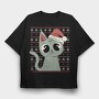 Ugly Sweater Christmas Cat, Tricou Oversize Barbati (Unisex)