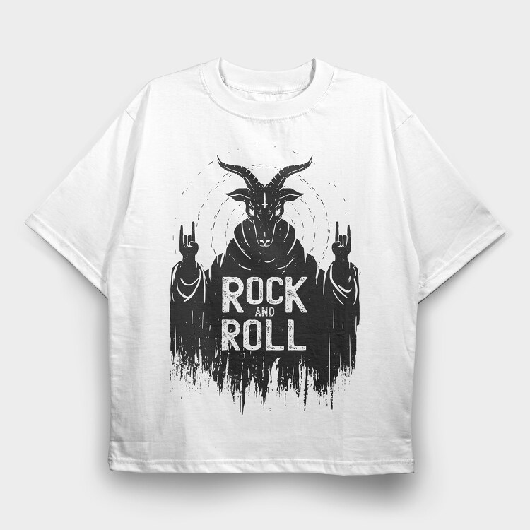 Satan Rock and Roll, Tricou Oversize Barbati (Unisex)