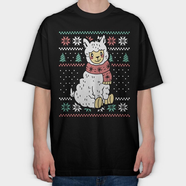 Ugly Sweater Llama, Tricou Oversize Barbati (Unisex)