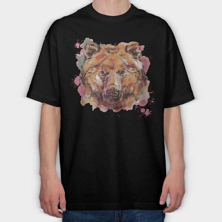 Bear Watercolor, Tricou Oversize Barbati (Unisex)