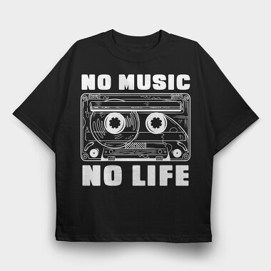 No Music No Life, Tricou Oversize Barbati (Unisex)