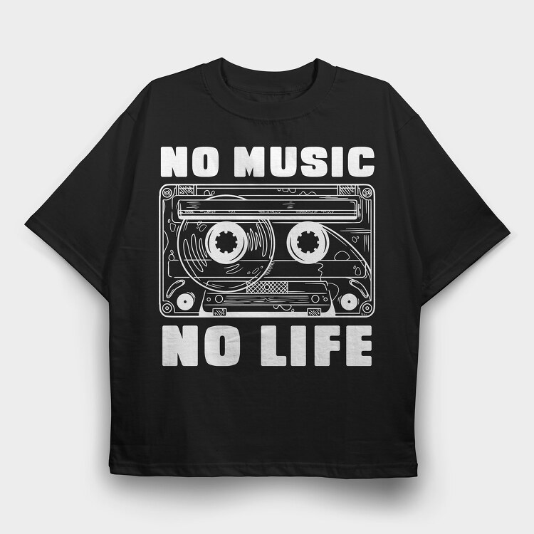 No Music No Life, Tricou Oversize Barbati (Unisex)