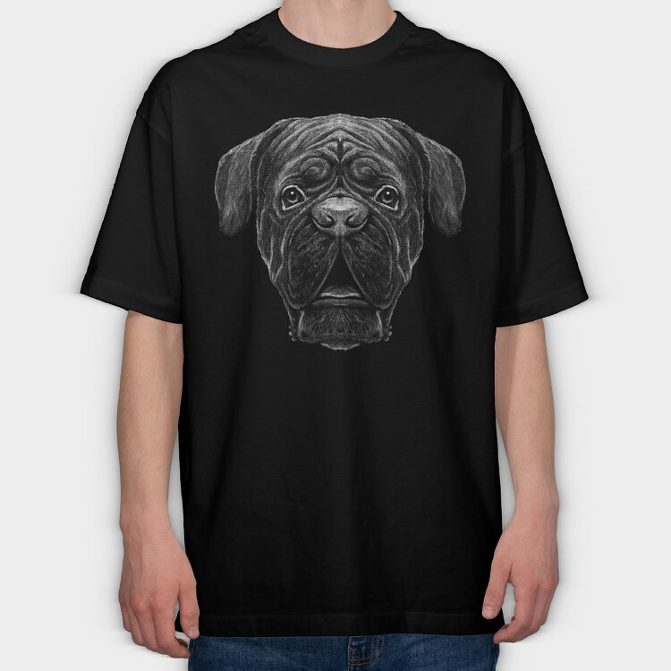 French Mastiff, Tricou Oversize Barbati (Unisex)