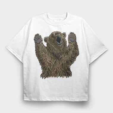Bear With Hands Up, Tricou Oversize Barbati (Unisex)