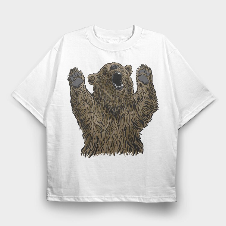 Bear With Hands Up, Tricou Oversize Barbati (Unisex)