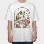 Frog and Mushrooms Vintage Draw, Tricou Oversize Barbati (Unisex)