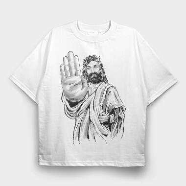 Jesus Stop Sign, Tricou Oversize Barbati (Unisex)
