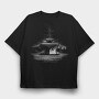 Jet Aircraft Carrier Monochrome, Tricou Oversize Barbati (Unisex)