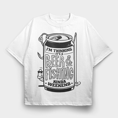 Beer and Fishing, Tricou Oversize Barbati (Unisex)