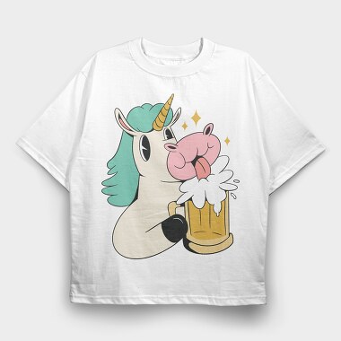 Unicorn Beer, Tricou Oversize Barbati (Unisex)