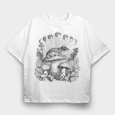 Frog Cottagecore Moon, Tricou Oversize Barbati (Unisex)