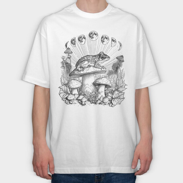 Frog Cottagecore Moon, Tricou Oversize Barbati (Unisex)