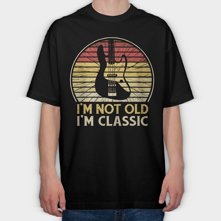 Not Old Classic Retro Guitar, Tricou Oversize Barbati (Unisex)