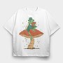 Frog Cottagecore Reading, Tricou Oversize Barbati (Unisex)