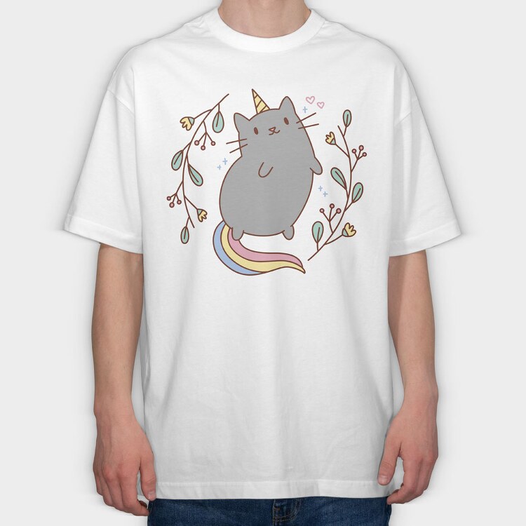 Unicorn Cat Cute, Tricou Oversize Barbati (Unisex)