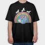 Unicorn Cat Rainbow, Tricou Oversize Barbati (Unisex)