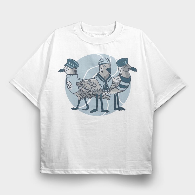 Seagulls Sailors, Tricou Oversize Barbati (Unisex)