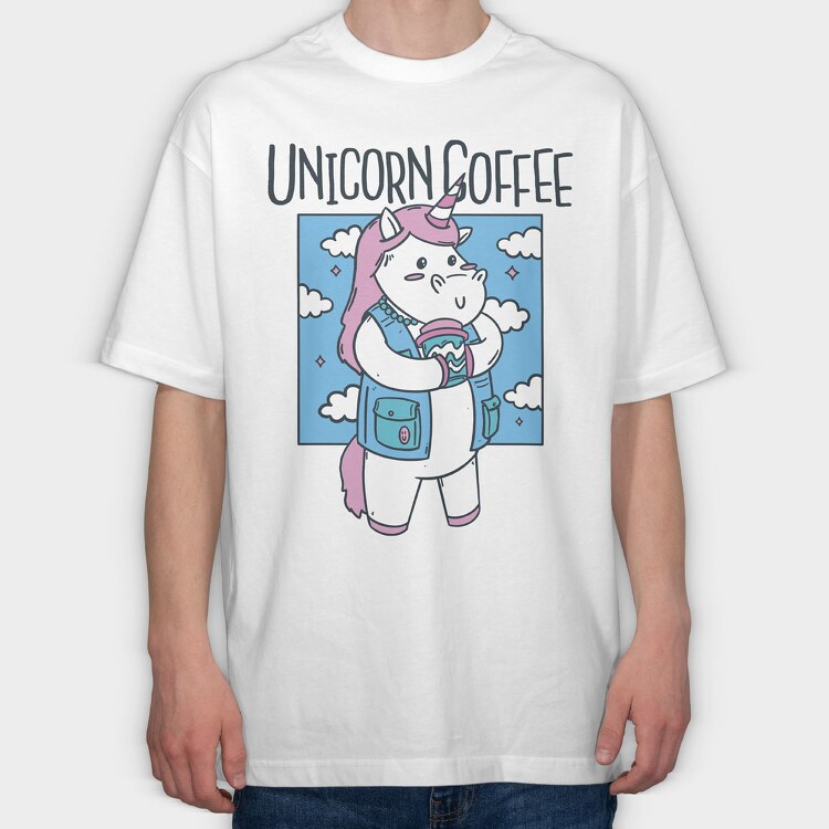Unicorn Coffee, Tricou Oversize Barbati (Unisex)