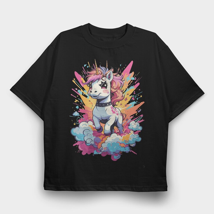 Unicorn Color Splash, Tricou Oversize Barbati (Unisex)